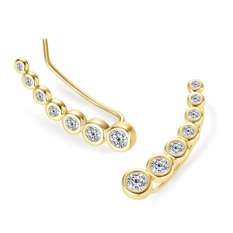 1.52cttw Moissanite Climber Earrings – 925 Sterling Silver Full Bezel Elegant Jewelry for Women | Melisande