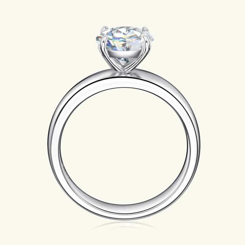 Moissanite Solitaire Ring – 925 Sterling Silver White Gold Plated 0.5–3.0ct Certified Wedding Band | Melisande