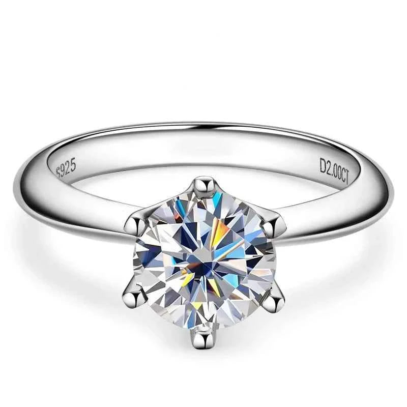 Moissanite Solitaire Ring – 925 Sterling Silver 0.5–3ct Wedding & Engagement Band | Melisande