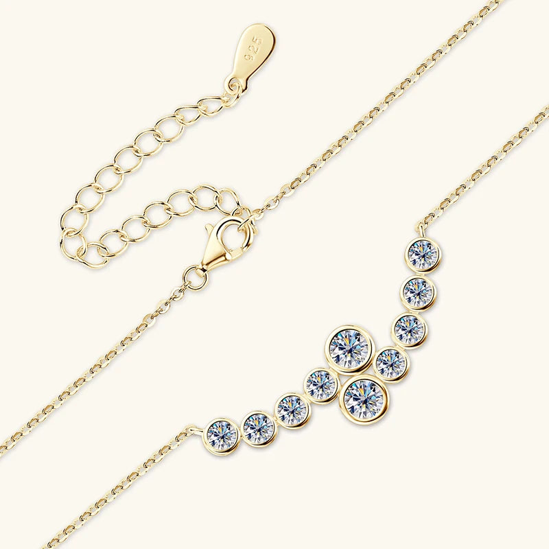 4mm & 3mm Bubble Moissanite Curved Pendant Necklace, 925 Sterling Silver French Collar Design – Women’s Fine Jewelry – Melisande