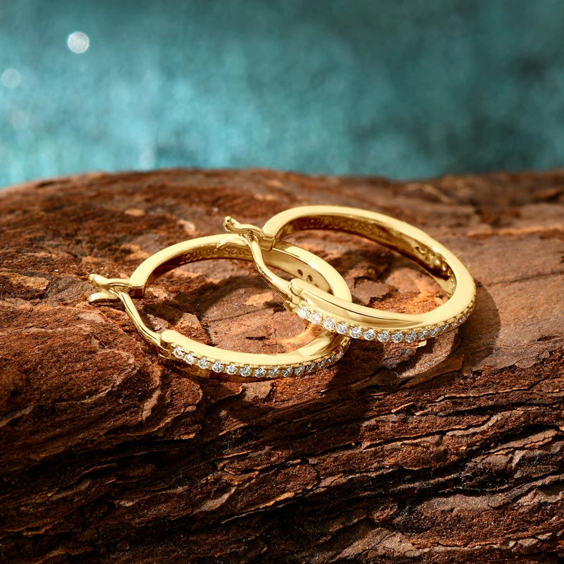 Moissanite Hoop Earrings – 925 Sterling Silver 18K Gold Plated Clip Design Women’s Wedding Jewelry 2024 | Melisande