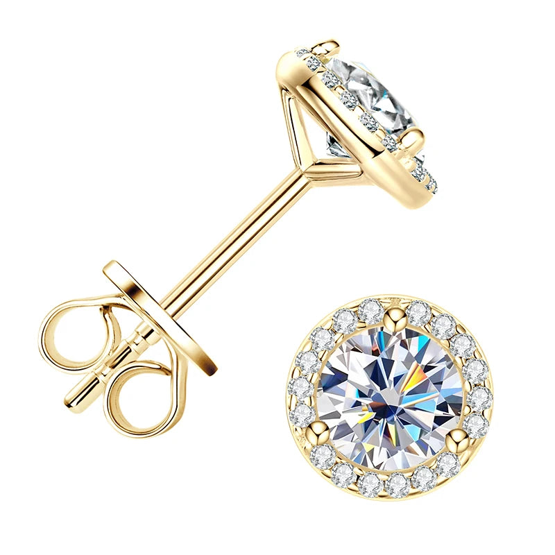 Classic Moissanite Stud Earrings – 925 Sterling Silver D Color Round Cut 0.5ct / 1ct / 2ct | Melisande