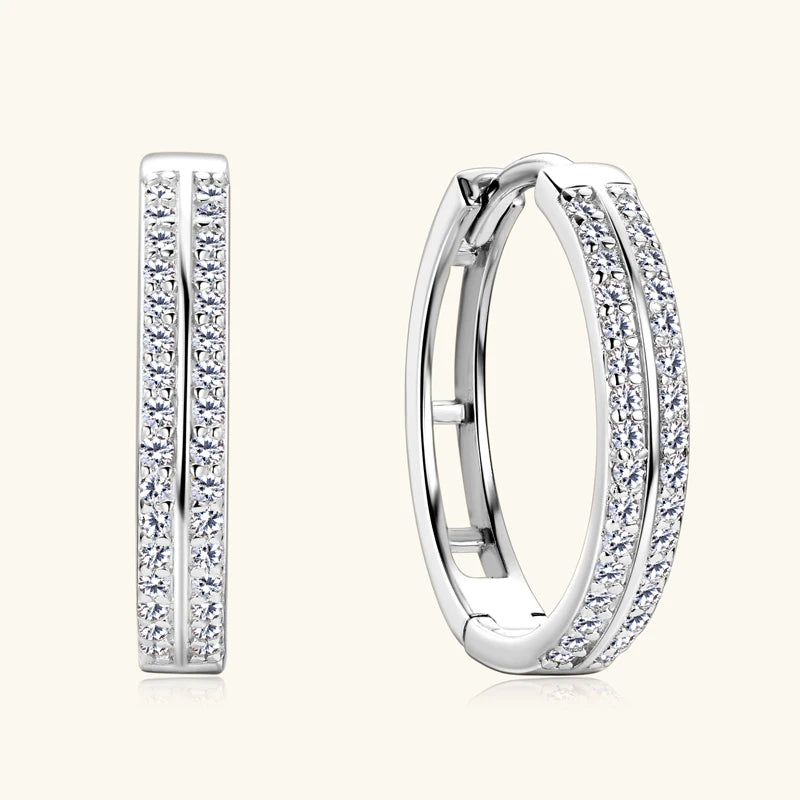 925 Sterling Silver Moissanite Hoop Earrings – Round Piercing Engagement Jewelry for Women | Melisande