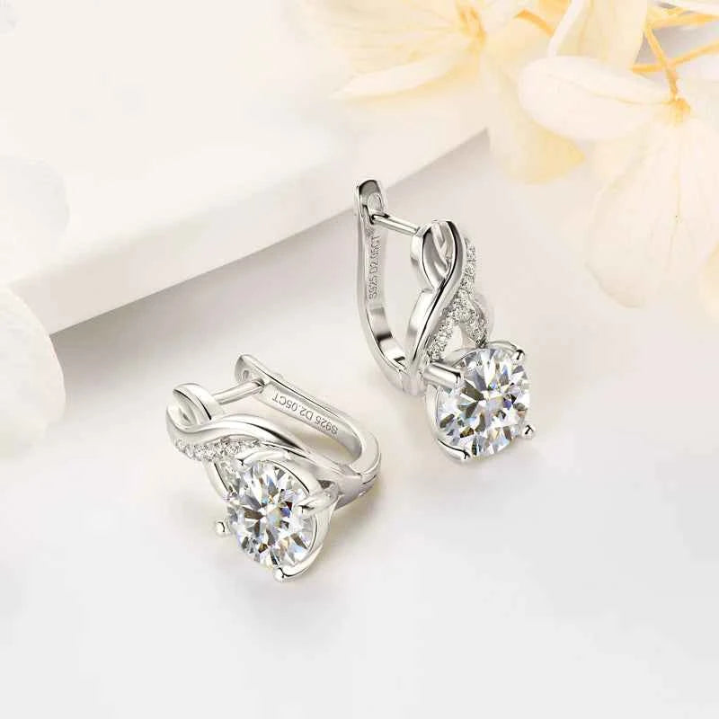 Moissanite Infinity Hoop Earrings – 925 Sterling Silver 4.10ctw Drop Wedding Jewelry | Melisande