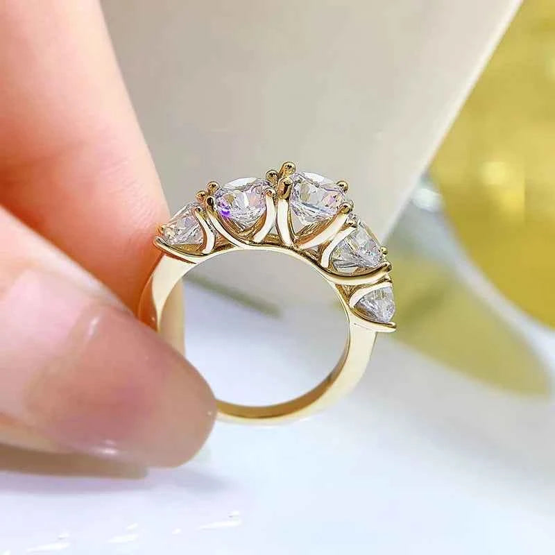 Moissanite 5 Stone Ring – 925 Sterling Silver 3.6cttw D Color Wedding Band | Melisande