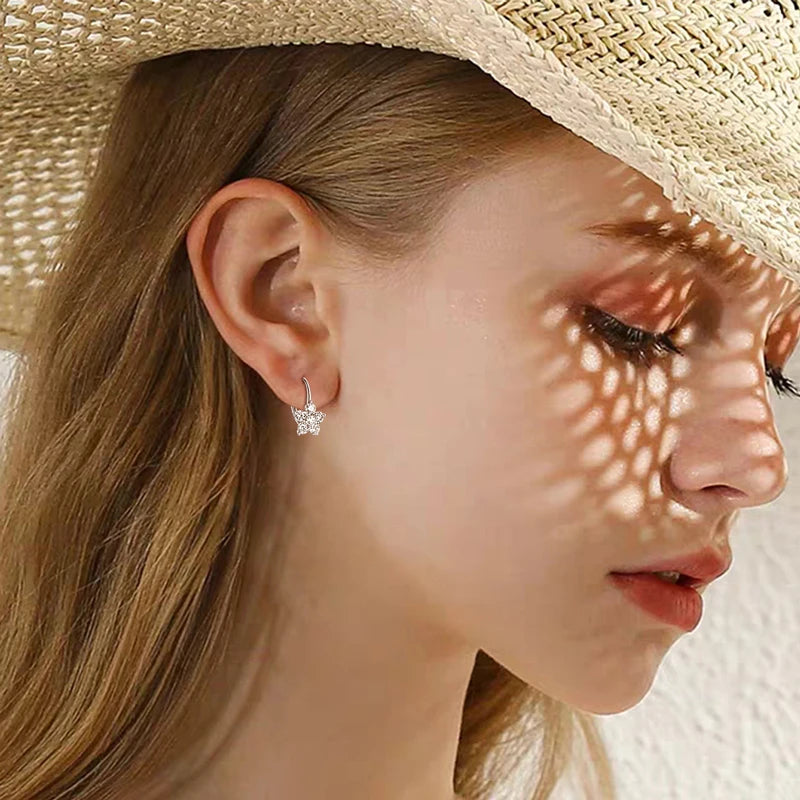 925 Sterling Silver Floral Drop Earrings – D Color 0.60ct Moissanite Hoops for Women | Melisande