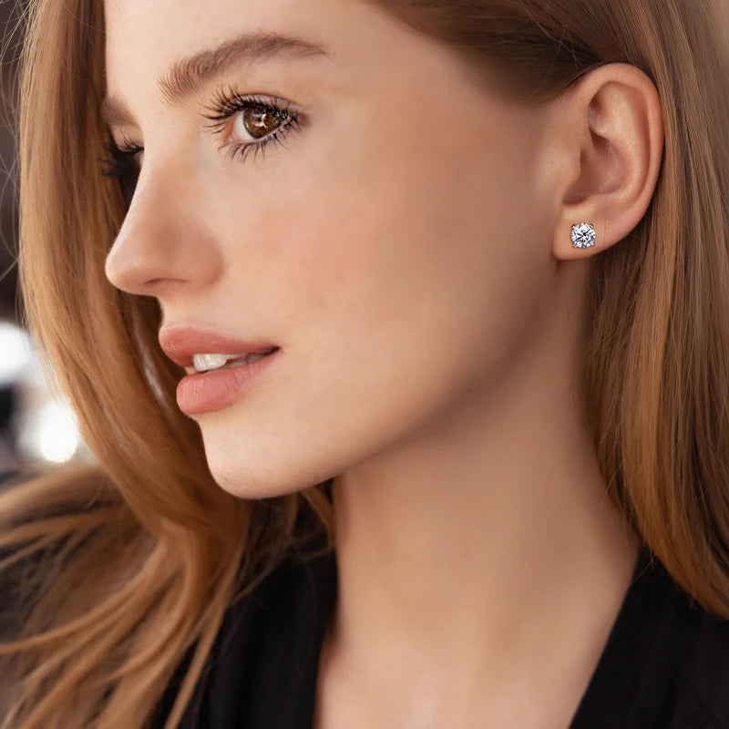 2.0ctw D Color Moissanite Stud Earrings – 925 Sterling Silver Ball Screw Back Unisex Fine Jewelry | Melisande