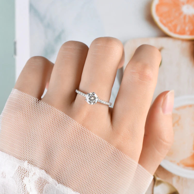 Timeless 1.0ct D Color Moissanite Ring – 925 Sterling Silver Certified Wedding Band for Women | Melisande