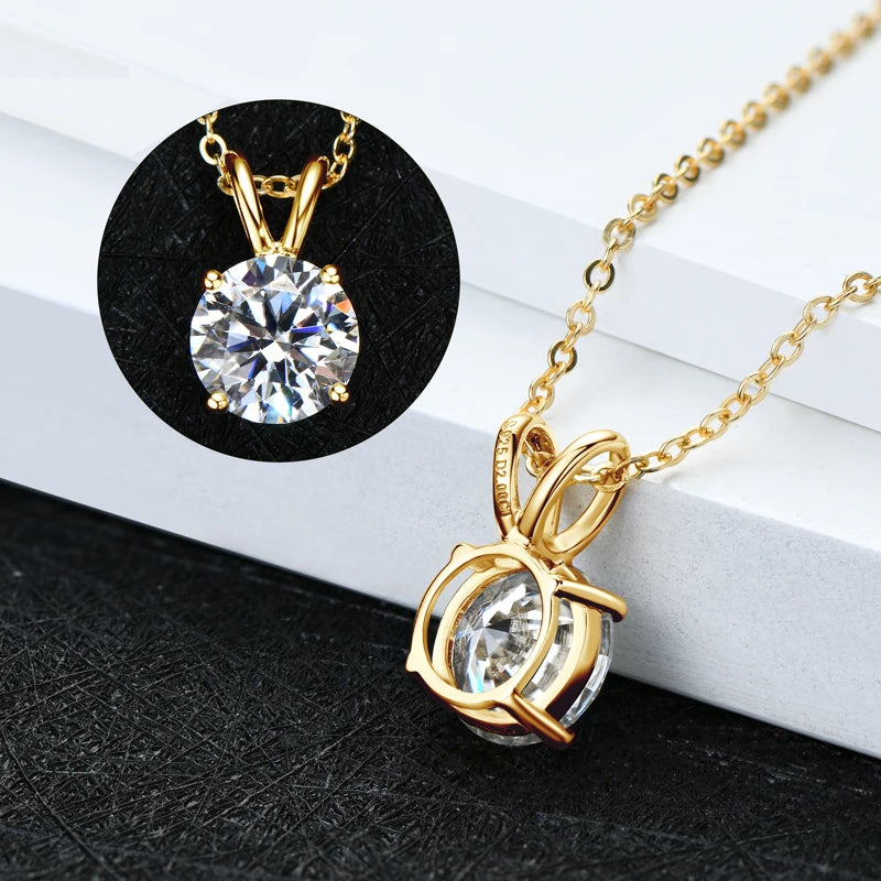 Moissanite Pendant Necklace – 925 Sterling Silver Rose Gold Plated 1.0ct D Color Jewelry Gift | Melisande