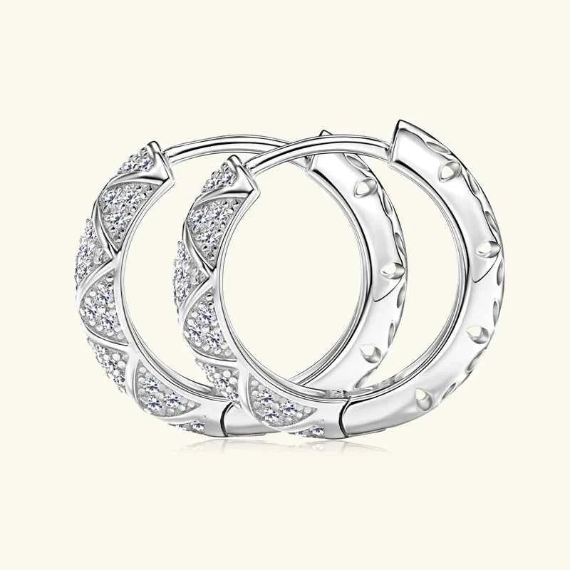 Moissanite Pave Hoop Earrings – 925 Sterling Silver D Color Certified Huggies | Melisande