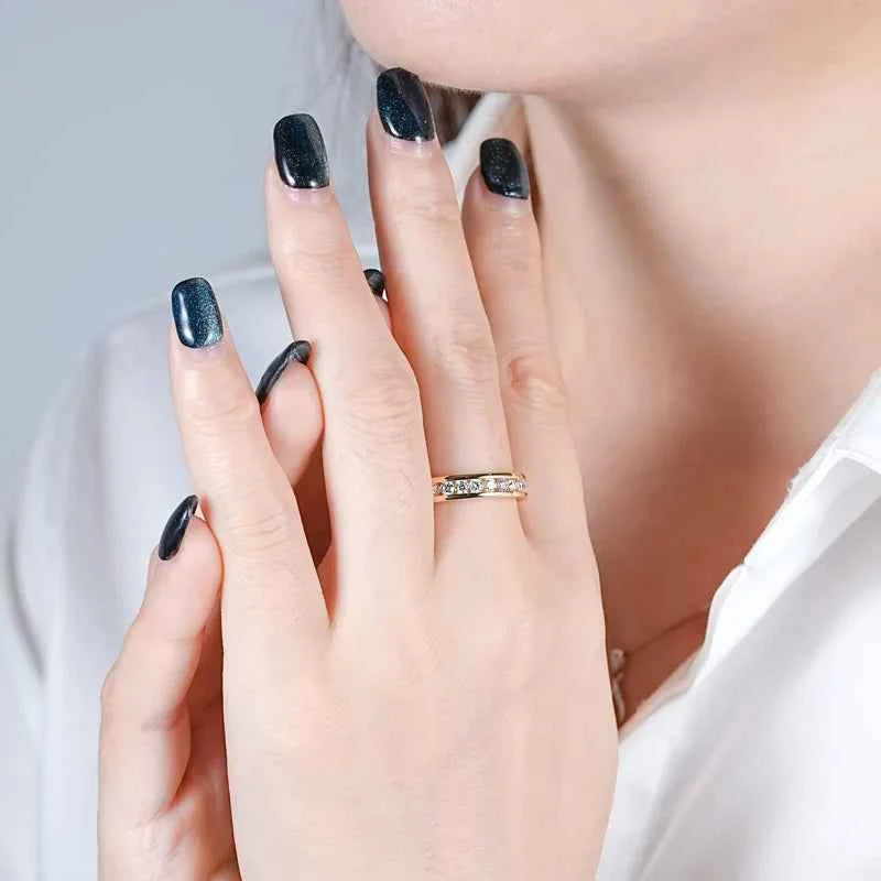 Moissanite Eternity Band Ring – 925 Sterling Silver 2.5mm Wedding & Engagement | Melisande