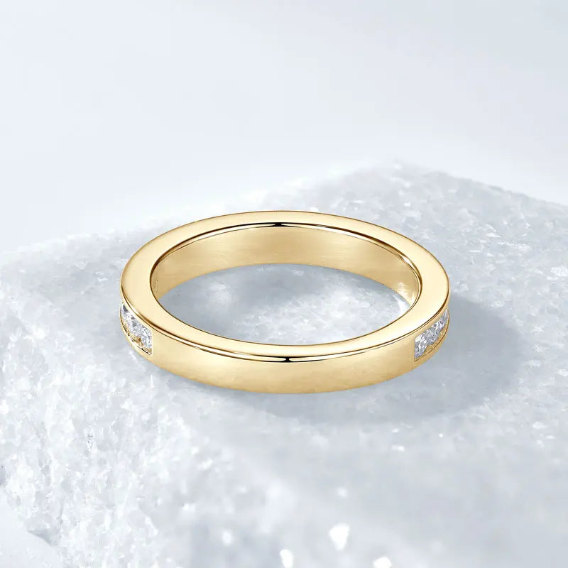 925 Sterling Silver Moissanite Eternity Ring – 2mm / 2.5mm Unisex Wedding Band Jewelry for Women & Men | Melisande