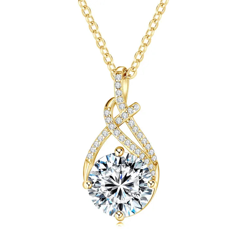 Moissanite Infinity Pendant Necklace – 925 Sterling Silver 2.0ct 8mm Certified Adjustable Chain | Melisande