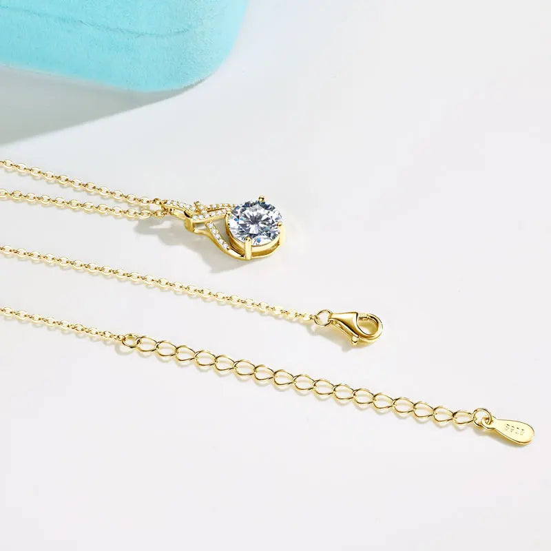 Moissanite Infinity Pendant Necklace – 925 Sterling Silver 2.0ct 8mm Certified Adjustable Chain | Melisande