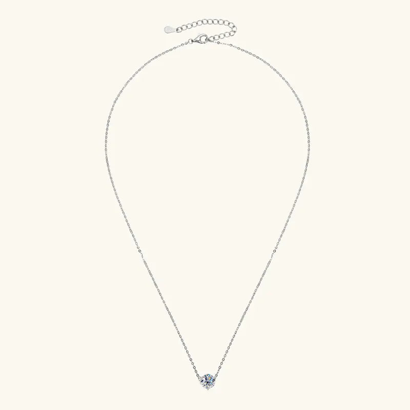 925 Sterling Silver Moissanite Pendant Necklace, D Color 1ct / 1.5ct / 2.0ct Three-Claw Solitaire Design – Melisande