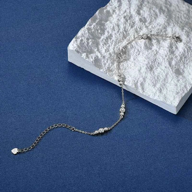 Moissanite Bezel Bracelet – 925 Sterling Silver 18K Gold Plated 2mm D Color Women’s Jewelry | Melisande