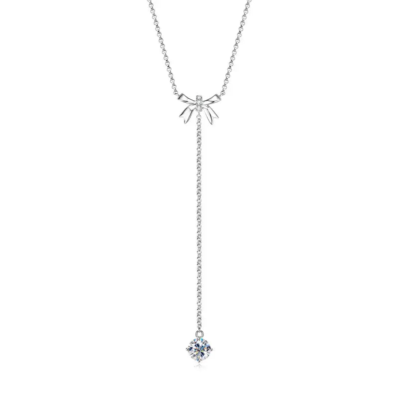 1ct Moissanite Butterfly Necklace – 925 Sterling Silver Y-Shaped Adjustable Pendant Jewelry for Women | Melisande