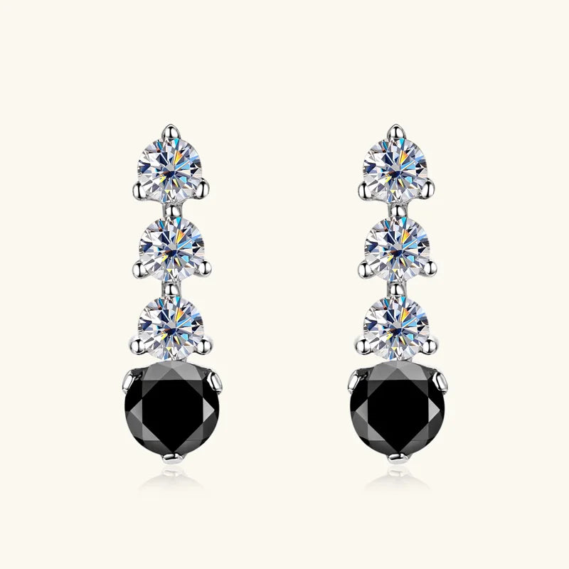 0.38cttw Black & White Moissanite Earrings – 925 Sterling Silver Drop Stud Jewelry | Melisande