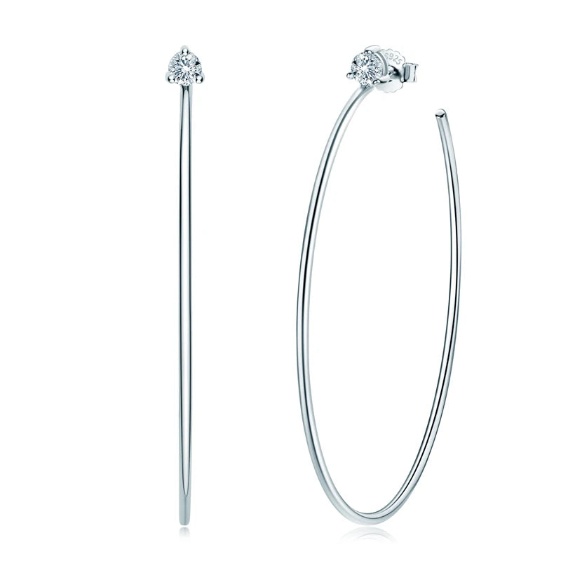 2mm Moissanite Large Hoop Earrings – 925 Sterling Silver 40mm Big Piercing Jewelry for Women | Melisande
