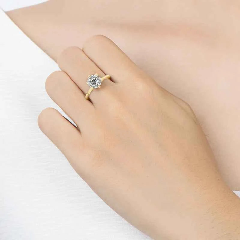 Moissanite Solitaire Ring – 925 Sterling Silver Yellow Gold Plated 2–3ct Certified | Melisande
