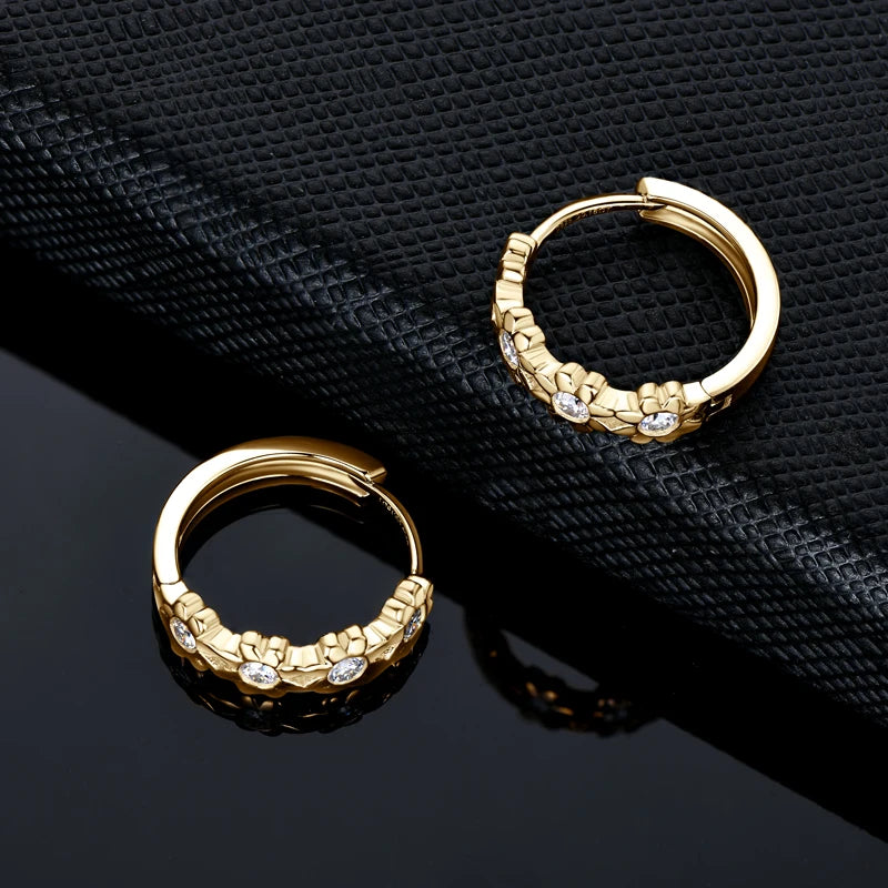 18K Yellow Gold Flower Hoop Earrings – 925 Sterling Silver 2.2mm Moissanite Women’s Fine Jewelry | Melisande