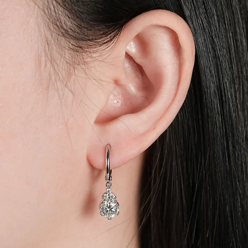Moissanite Drop Earrings – 925 Sterling Silver D Color 1ct & 2ct Certified Women’s Wedding Jewelry | Melisande