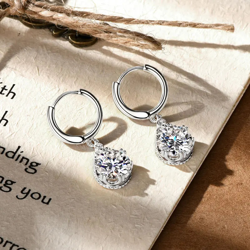Moissanite Drop Earrings – 925 Sterling Silver D Color 1ct & 2ct Certified Women’s Wedding Jewelry | Melisande