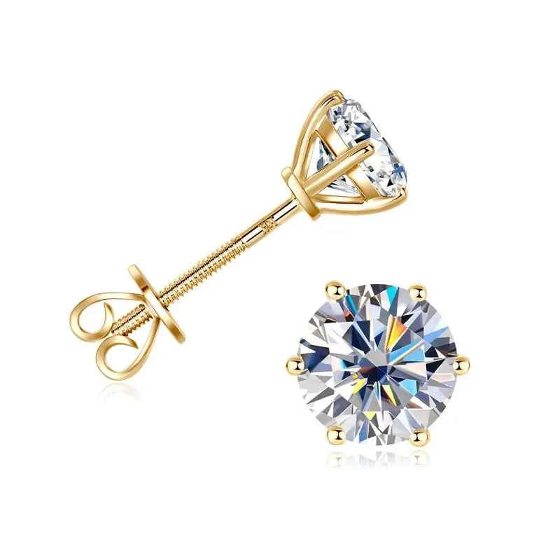 5mm 0.5ct Moissanite Halo Stud Earrings, Real 10K Solid Gold Screw Back Piercing Design – Melisande