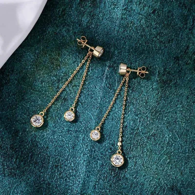 Moissanite Star Tassel Earrings – 925 Sterling Silver Certified Drop Dangle Jewelry | Melisande