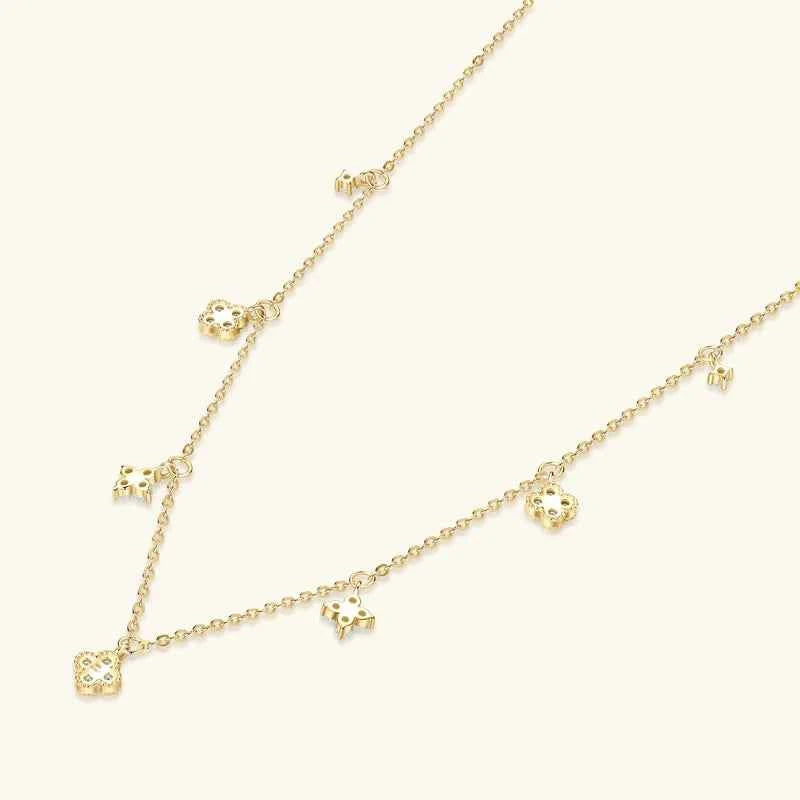 3mm D Color Moissanite Clover Jewelry Set, 925 Sterling Silver Necklace, Earrings & Bracelet (3-in-1 Set) – Melisande