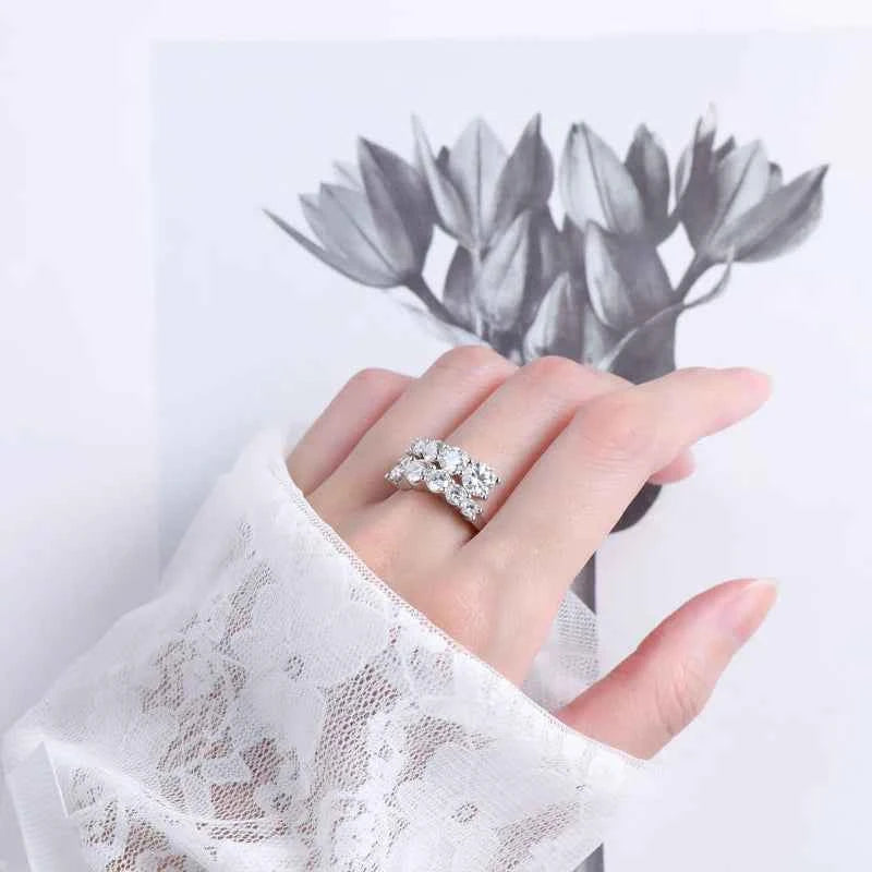 Moissanite Twist Shank Ring – 925 Sterling Silver 10 Stones 3.26cttw Wedding Band | Melisande