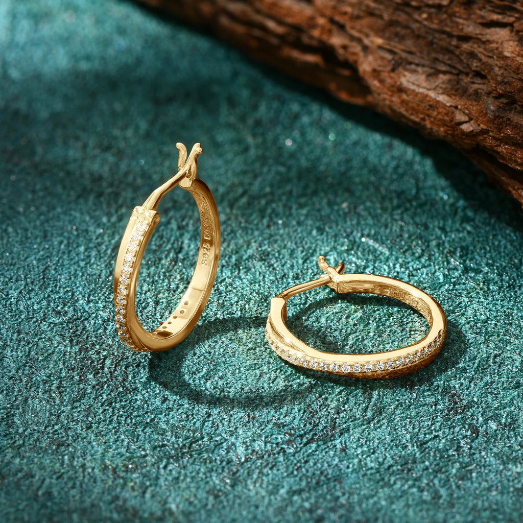 Moissanite Hoop Earrings – 925 Sterling Silver 18K Gold Plated Clip Design Women’s Wedding Jewelry 2024 | Melisande