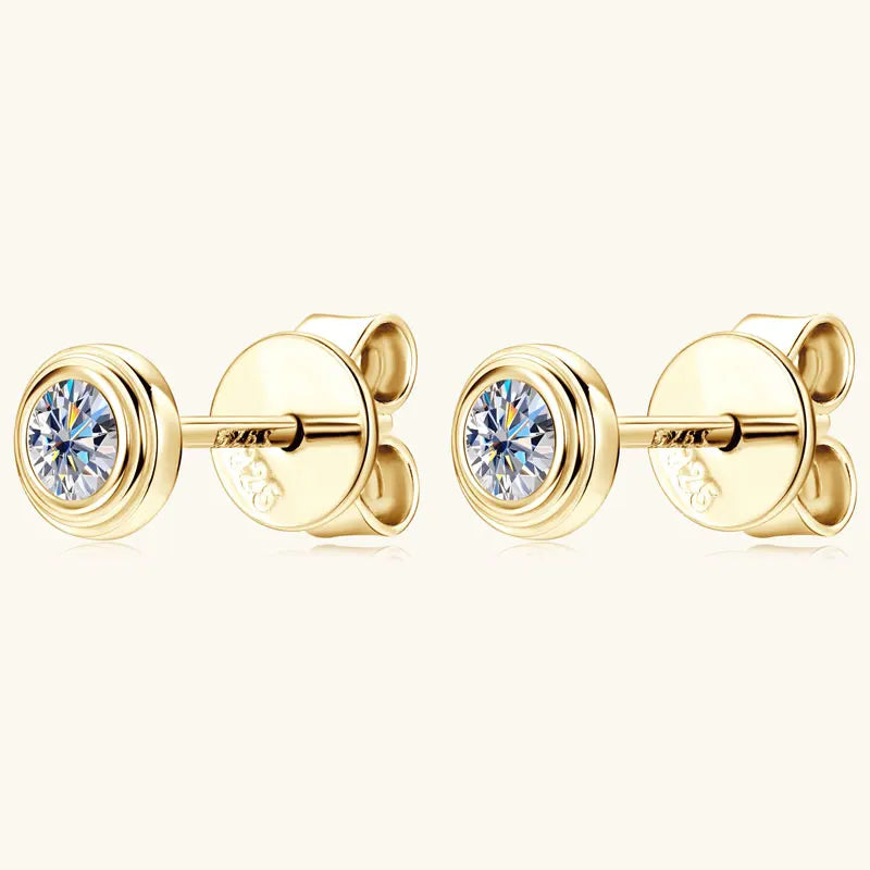 3mm D Color Bezel Moissanite Earrings – 925 Sterling Silver Unisex Mini Studs for Couples | Melisande