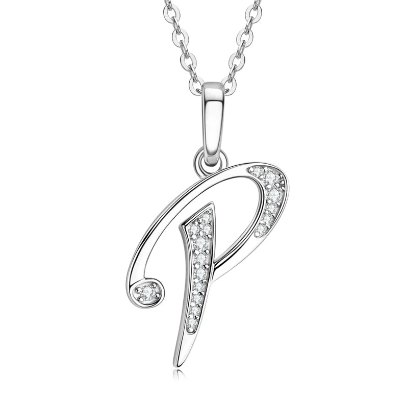 26 Letter Initial Moissanite Name Necklace, Real 925 Sterling Silver Personalized Pendant for Women & Men – Melisande
