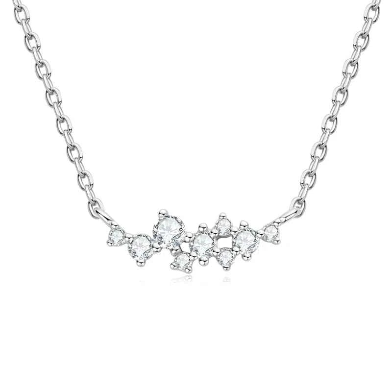 Anziw Original Silver 925 Chain One-line shape Pendant Unique Cluster Layering Real Moissanite Necklace for Women Fine Jewelry