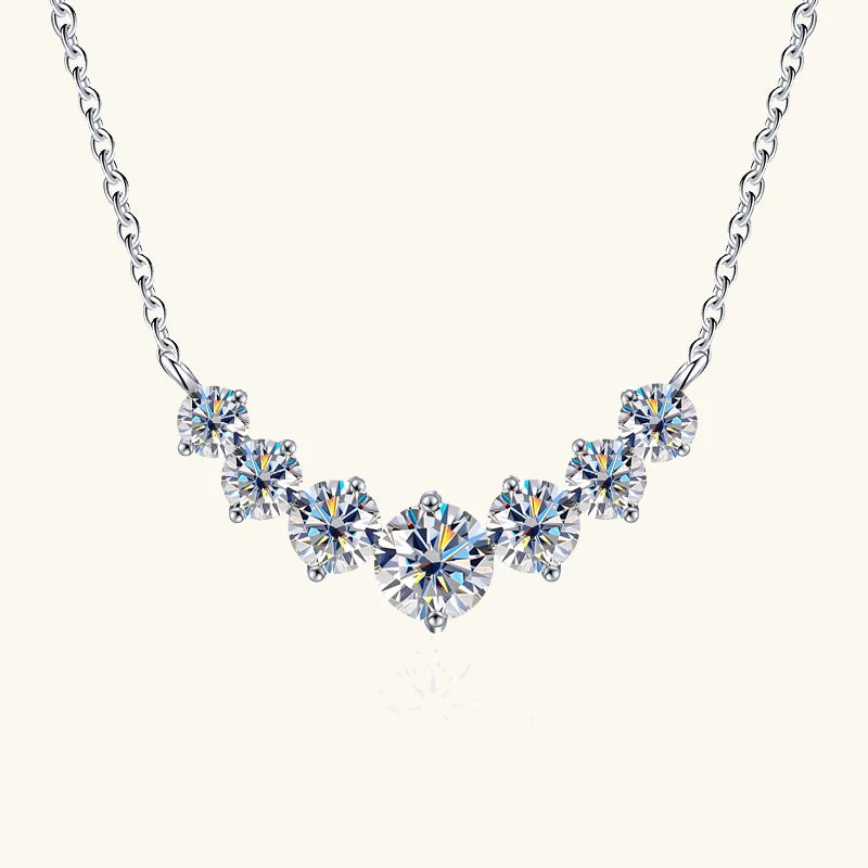 4mm & 3mm Bubble Moissanite Curved Pendant Necklace, 925 Sterling Silver French Collar Design – Women’s Fine Jewelry – Melisande