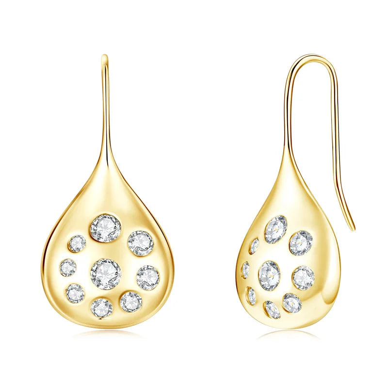Shimmering Teardrop Moissanite Earrings – 925 Sterling Silver 1.6cttw Dangle Hooks for Women | Melisande