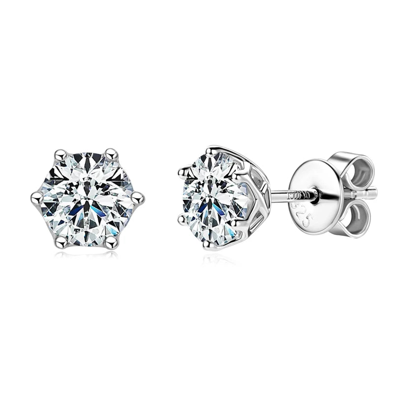 D Color 2ct Moissanite Stud Earrings – 925 Sterling Silver Unisex Piercing Jewelry (3–6.5mm Sizes) | Melisande