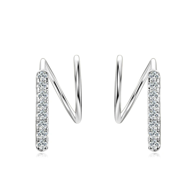 Stylish 14K Gold Bar Spinning Earrings – 925 Sterling Silver Moissanite Piercing Jewelry for Women | Melisande