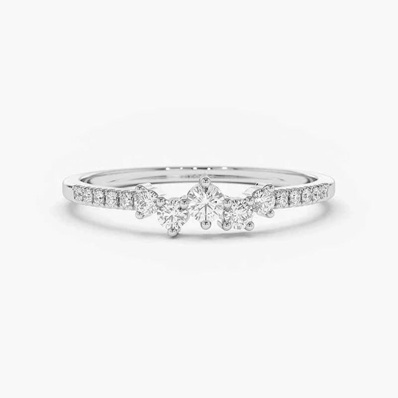 Moissanite Dainty Thin Ring, Real 925 Sterling Silver – Elegant Wedding & Engagement Jewelry – Melisande