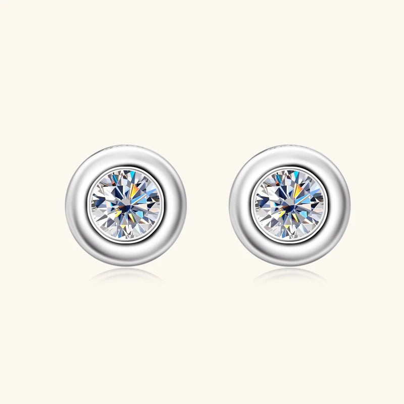 925 Sterling Silver Mini Moissanite Stud Earrings – D Color 3.5mm Bezel Certified Piercing Jewelry for Women & Men | Melisande