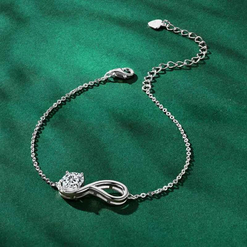 2025 Trendy 6.5mm 1ct D Moissanite Infinite Bracelet for Women Real 925 Silver Certified Lab Diamond Infinity Love Jewelry Gifts
