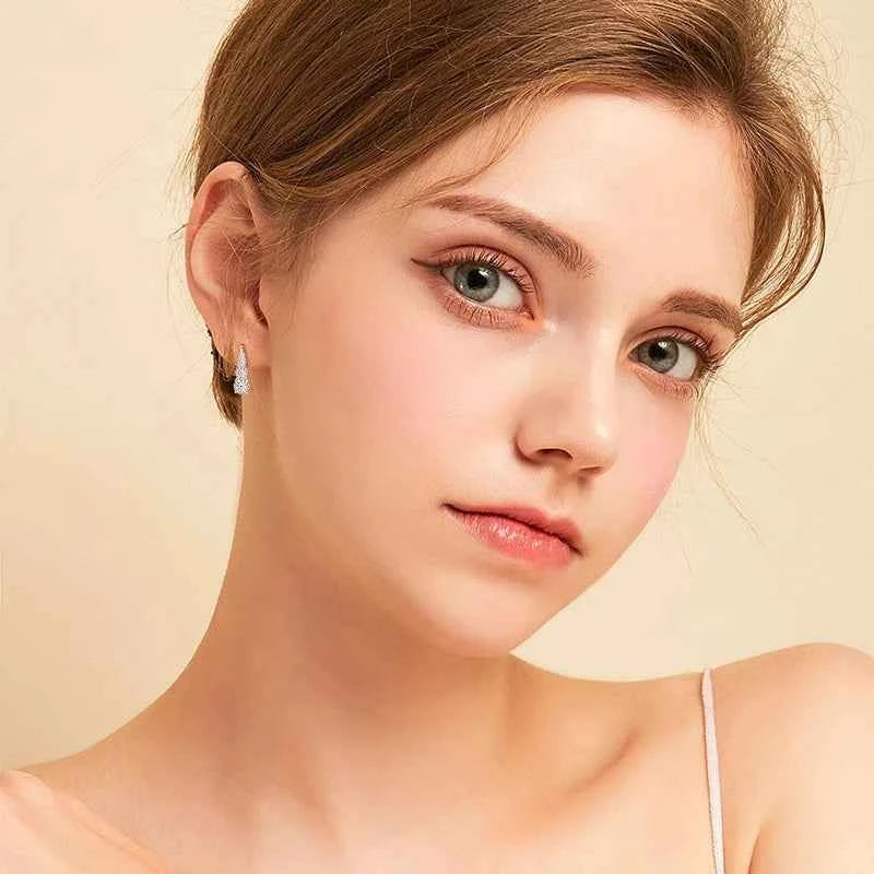 Moissanite Drop Hoop Earrings – 925 Sterling Silver 1.86ctw 5mm 4-Stone Clip Design | Melisande