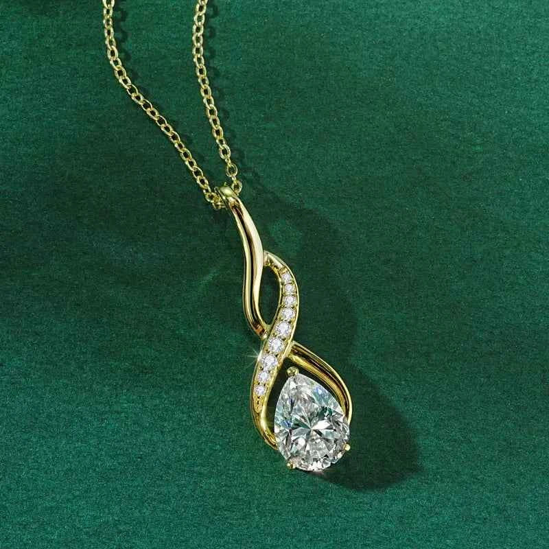 Anziw 7x10mm 2ct Pear Cut Moissanite Infinity Pendant Necklace for Women 925 Sterling Silver Adjustable Chain Fine Jewelry Gift