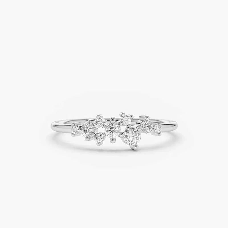 Moissanite Dainty Thin Ring, Real 925 Sterling Silver – Elegant Wedding & Engagement Jewelry – Melisande