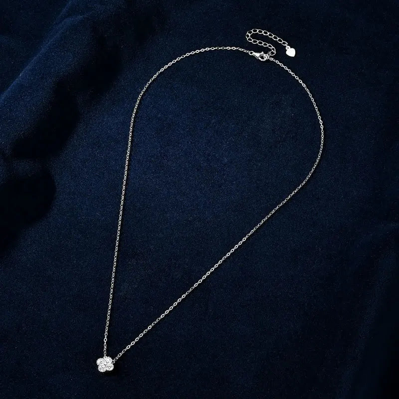 2mm Moissanite Four Clover Pendant Necklace, 925 Sterling Silver Flower Charm Clavicle Chain – Women’s Fine Jewelry – Melisande
