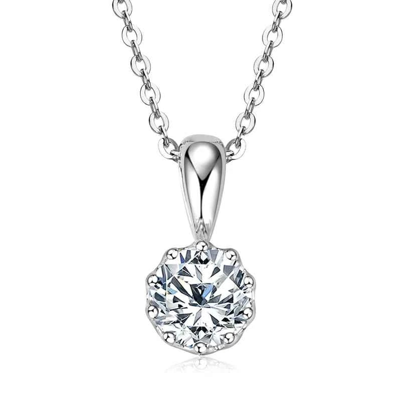 2ct D Color Moissanite Drop Pendant Necklace, 1ct Certified Stones, Real 925 Sterling Silver Adjustable Chain – Melisande