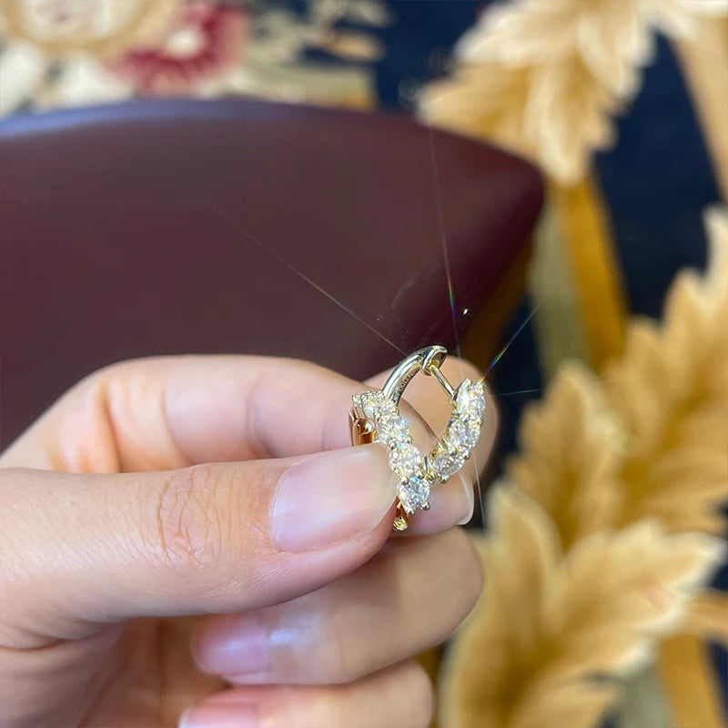 14K Gold Plated Moissanite Hoop Earrings, 3.5mm D Color Stones, 925 Sterling Silver Huggie Design – Women’s Fine Jewelry – Melisande