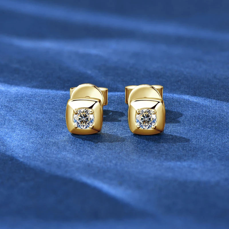 3mm 0.1ct D Moissanite Earrings, 925 Sterling Silver Square Stud Earrings for Women & Men – Fine Jewelry 2025 New Gifts – Melisande