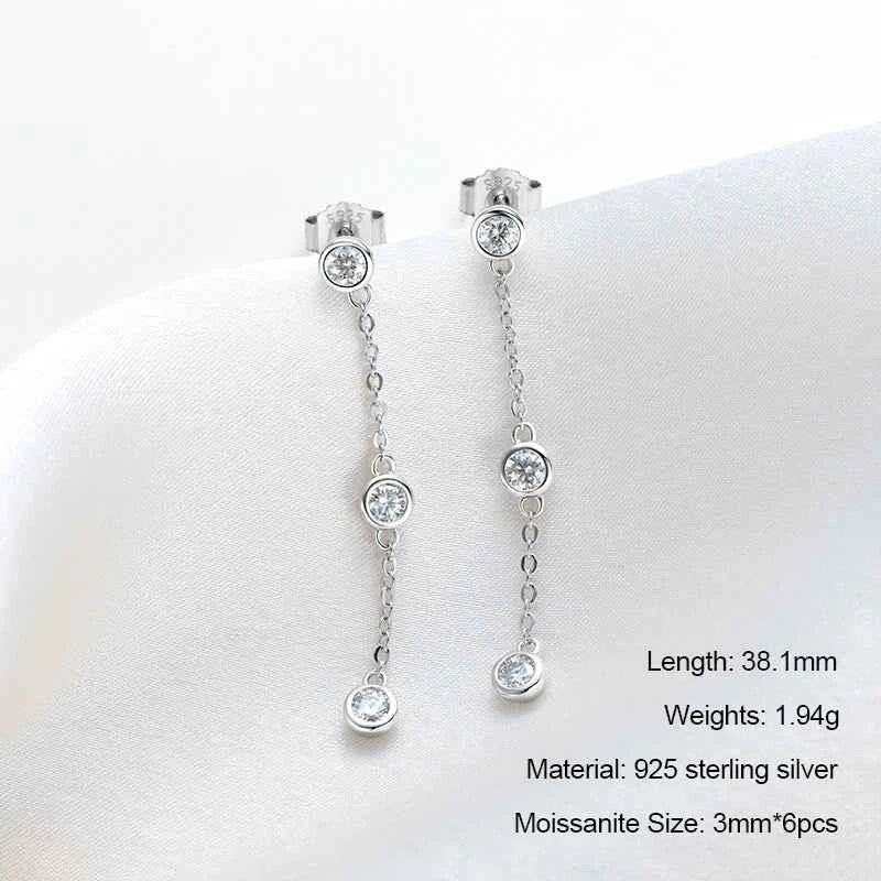 Moissanite Star Tassel Earrings – 925 Sterling Silver Certified Drop Dangle Jewelry | Melisande